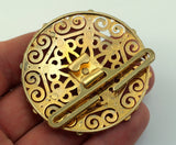 Vintage Swarovski Buckle, 1 Gold Plated Vintage Brass And Swarovski Belt Buckle, Findings (56mm)
