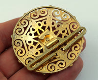 Swarovski Belt Buckle, 1 Gold Plated Vintage Brass And Swarovski Belt Buckle, Findings (56mm)