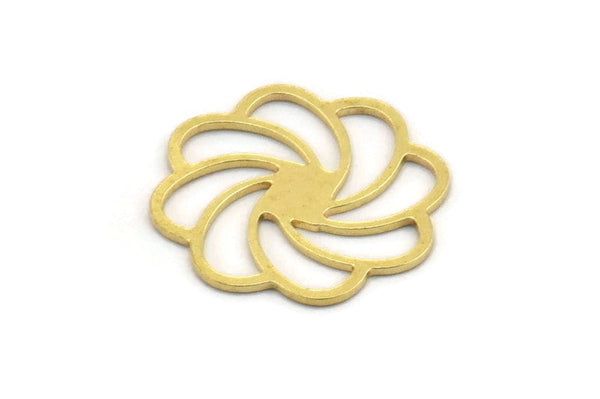 Brass Flower Charm, 24 Raw Brass Flower Charms, Charm Pendants, Connector Findings (19x18x0.60mm) A4883