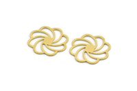 Brass Flower Charm, 24 Raw Brass Flower Charms, Charm Pendants, Connector Findings (19x18x0.60mm) A4883