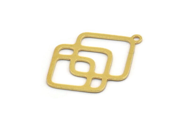Brass Ethnic Charm, 12 Raw Brass Ethnic Motif Charms With 1 Loop, Earring Charms (28x19x0.60mm) A4860
