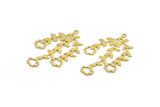 Brass Flower Charm, 8 Raw Brass Flower Shape Charms With 1 Loop, Charm Pendants, Branch Findings (42x27x0.60mm) A4806