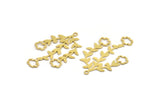 Brass Flower Charm, 8 Raw Brass Flower Shape Charms With 1 Loop, Charm Pendants, Branch Findings (42x27x0.60mm) A4806