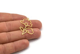 Brass Flower Charm, 24 Raw Brass Flower Charms With 1 Loop, Earring Findings (35x26x0.60mm) A4803