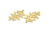 Brass Leaf Charm, 12 Raw Brass Branch Charms With 1 Loop, Charm Pendants (30x18x0.60mm) A4801
