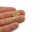Brass Leaf Charm, 12 Raw Brass Branch Charms With 1 Loop, Charm Pendants (30x18x0.60mm) A4801