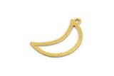 Brass Moon Charm, 50 Raw Brass Crescent Moon Charms With 1 Loop (21x8x0.60mm) A4873