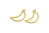 Brass Moon Charm, 50 Raw Brass Crescent Moon Charms With 1 Loop (21x8x0.60mm) A4873