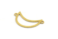 Brass Moon Charm, 24 Raw Brass Crescent Moon Connectors With 2 Loops, Necklace Findings (23x8x0.60mm) A4878