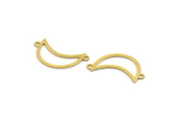 Brass Moon Charm, 24 Raw Brass Crescent Moon Connectors With 2 Loops, Necklace Findings (23x8x0.60mm) A4878