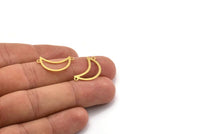 Brass Moon Charm, 24 Raw Brass Crescent Moon Connectors With 2 Loops, Necklace Findings (23x8x0.60mm) A4878