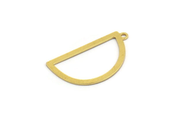 Brass D Shaped Charm, 24 Raw Brass D Shaped Charms With 1 Loop, Earrings, Findings (28x16x0.60mm) A4881