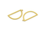 Brass D Shaped Charm, 24 Raw Brass D Shaped Charms With 1 Loop, Earrings, Findings (28x16x0.60mm) A4881