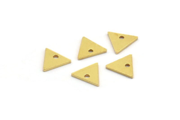 Brass Triangle Charm, 50 Raw Brass Tiny Triangle Charms With 1 Hole (7.5x8.5x0.80mm) A4828