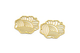 Brass Leaf Charm, 8 Raw Brass Rainbow Patterned Leaf Charms With 1 Loop, Charm Pendants (29x28x0.60mm) A4945