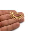 Brass Semi Circle Charm, 6 Raw Brass Semi Circle And Circles Shaped Charms With 1 Loop (29x50x0.60mm) A4906