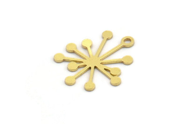 Brass Virus Charm, 24 Raw Brass Virus Shaped Charms With 1 Loop, Earring Charms (19x16x0.60mm) A4939