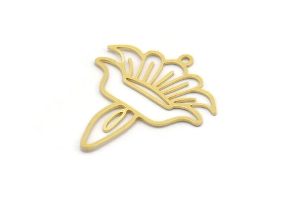 Brass Flower Charm, 12 Raw Brass Flower Charms With 1 Loop, Earring Findings (33x28x0.60mm) A4949