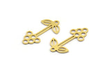 Brass Flower Charm, 24 Raw Brass Flower Charms With 1 Loop, Earring Findings (22x11x0.60mm) A4908