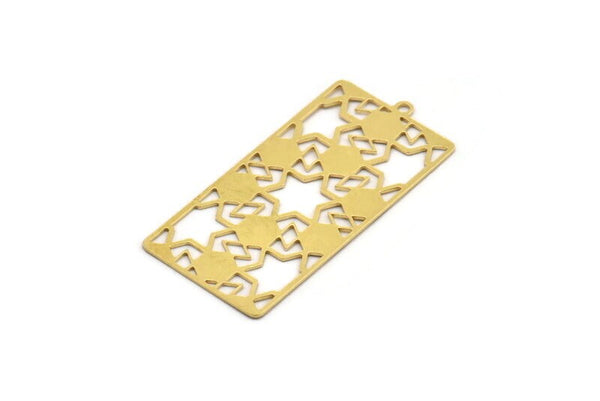 Brass Rectangle Charm, 4 Raw Brass Rectangle Charms With 1 Loop, Earrings, Pendants, Findings (50x24x0.60mm) A4932