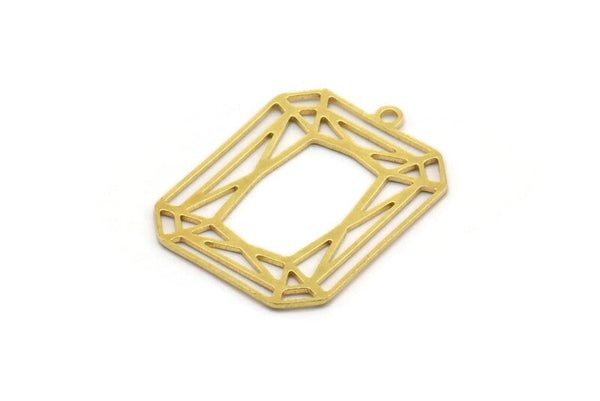 Brass Rectangle Charm, 8 Raw Brass Rectangle Charms With 1 Loop, Earrings, Pendants, Findings (28x21x0.60mm) A4898