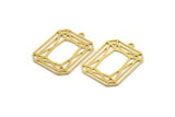 Brass Rectangle Charm, 8 Raw Brass Rectangle Charms With 1 Loop, Earrings, Pendants, Findings (28x21x0.60mm) A4898