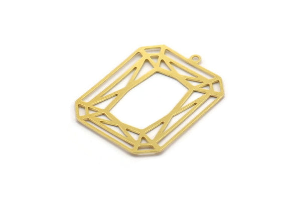 Brass Rectangle Charm, 4 Raw Brass Rectangle Charms With 1 Loop, Earrings, Pendants, Findings (39x30x0.60mm) A4937