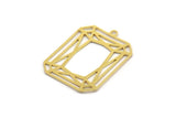 Brass Rectangle Charm, 6 Raw Brass Rectangle Charms With 1 Loop, Earrings, Pendants, Findings (33x25x0.60mm) A4952