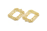 Brass Rectangle Charm, 6 Raw Brass Rectangle Charms With 1 Loop, Earrings, Pendants, Findings (33x25x0.60mm) A4952