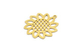 Brass Flower Charm, 8 Raw Brass Sunflower Shaped Charms With 1 Loop, Earring Charms (28x26x0.60mm) A4985