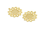 Brass Flower Charm, 8 Raw Brass Sunflower Shaped Charms With 1 Loop, Earring Charms (28x26x0.60mm) A4985