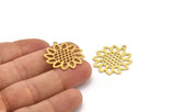 Brass Flower Charm, 8 Raw Brass Sunflower Shaped Charms With 1 Loop, Earring Charms (28x26x0.60mm) A4985