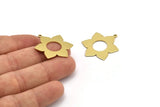 Brass Flower Charm, 6 Raw Brass Flower Charms With 1 Loop, Stamping Blanks (31x25x0.80mm) M03393