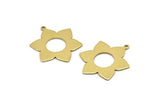 Brass Flower Charm, 6 Raw Brass Flower Charms With 1 Loop, Stamping Blanks (31x25x0.80mm) M03393