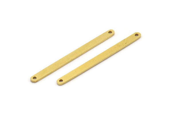 Brass Stick Charm, 12 Raw Brass Necklace Bars With 2 Holes, Findings, Earrings (39x3x1mm) A4617
