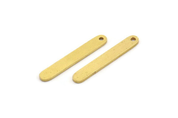 Brass Stick Charm, 24 Raw Brass Necklace Bars With 1 Hole, Findings, Earrings (26x4x1mm) A4615