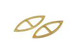 Brass Marquise Charm, 12 Raw Brass Oval Shaped Charms With 1 Hole (39x15x0.80mm) A4999