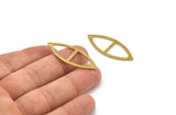 Brass Marquise Charm, 12 Raw Brass Oval Shaped Charms With 1 Hole (39x15x0.80mm) A4999