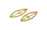 Brass Marquise Charm, 12 Raw Brass Oval Peace Symbols Shaped Charms With 1 Hole (39x15x0.80mm) A5000
