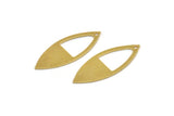 Brass Marquise Charm, 12 Raw Brass Oval Shaped Charms With 1 Hole (39x15x0.80mm) A5001