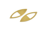 Brass Marquise Charm, 12 Raw Brass Oval Shaped Charms With 1 Hole (39x15x0.80mm) A5001