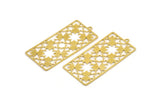 Brass Rectangle Charm, 4 Raw Brass Rectangle Charms With 1 Loop, Earrings, Pendants, Findings (48x23x0.60mm) A4812