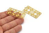 Brass Rectangle Charm, 4 Raw Brass Rectangle Charms With 1 Loop, Earrings, Pendants, Findings (48x23x0.60mm) A4812