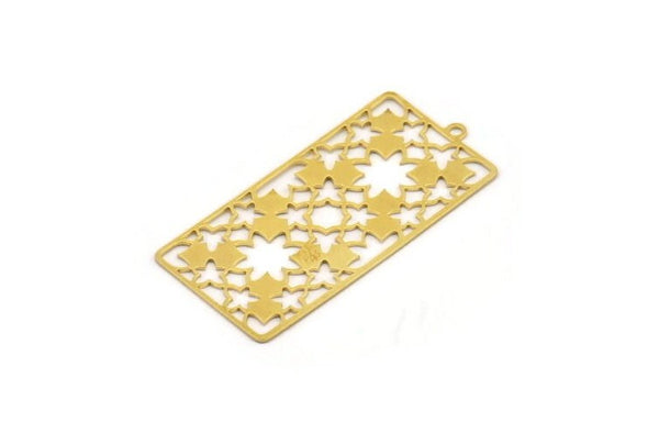 Brass Rectangle Charm, 4 Raw Brass Rectangle Charms With 1 Loop, Earrings, Pendants, Findings (48x23x0.60mm) A4812