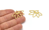 Brass Flower Charm, 12 Raw Brass Flower Charms With 1 Loop, Charm Pendants, Findings (33x24x0.60mm) A5008