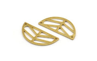 Semi Circle Charm, 12 Raw Brass Half Moon Connectors With 2 Holes (28x13x1mm) A4799
