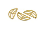 Semi Circle Charm, 12 Raw Brass Half Moon Connectors With 2 Holes (28x13x1mm) A4799