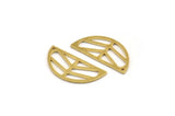 Semi Circle Charm, 12 Raw Brass Half Moon Charms With 1 Hole (28x13x1mm) A4850
