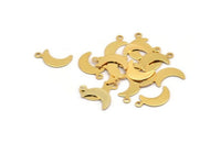 Gold Moon Charm, 24 Gold Plated Brass Moon Charms,findings (14x6mm) Brs 785 A0303