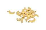 Gold Moon Charm, 24 Gold Plated Brass Moon Charms,findings (14x6mm) Brs 785 A0303
